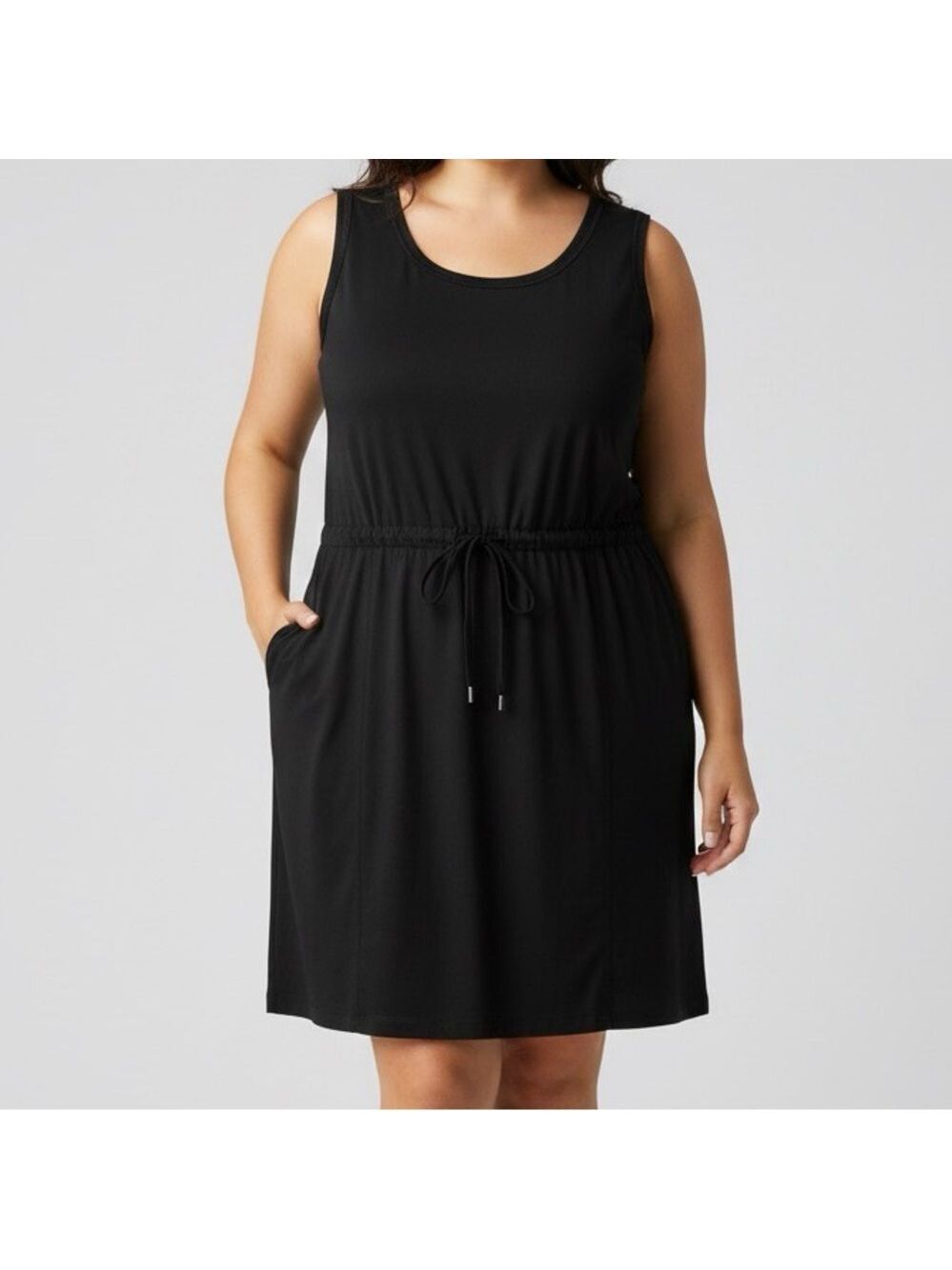LOLE Black Sleeveless Ribbed Athletic Dress Plus Size XL